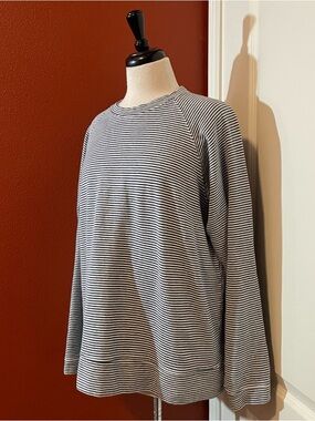 Jungmaven Black and White Striped Crew Neck Sweater